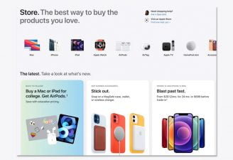 screenshot of Apple's redesigned online store