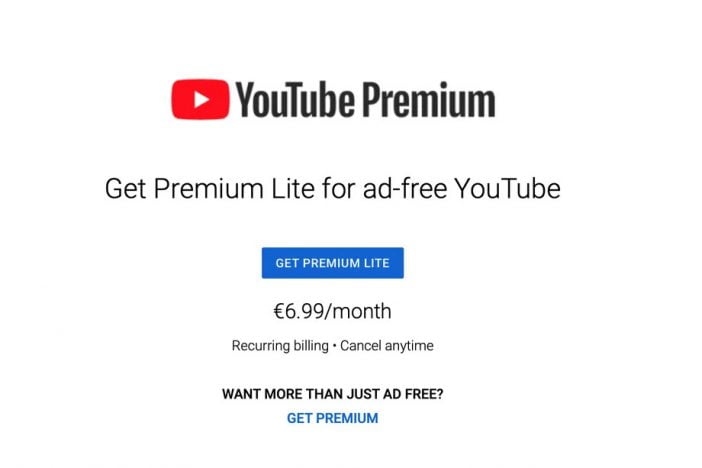 Youtube Premium Lite Pricing |