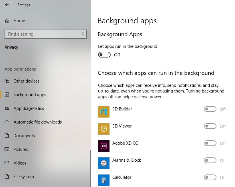 Disable Background Apps At Once