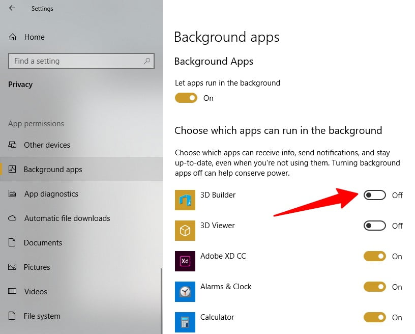 Disable Apps Individually 