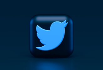 A 3D render of Twitter logo