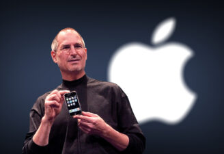 Steve Jobs showing 1st generation iPhone at MacWorld conference