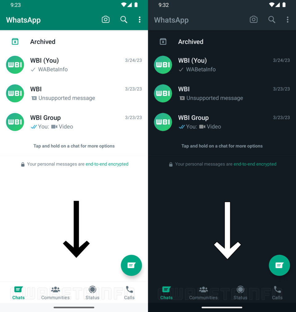 Whatsapp New Design Ui Bottom Navigation Feature For Android Users